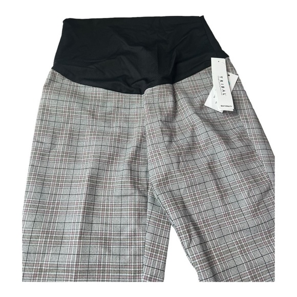 TRIBAL X Stitch Fix Bay Leaf Maternity cuffed pants in Glen Check Gray NEW - Picture 5 of 14